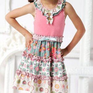 MATILDA JANE Sz 4 On the Cape Dress Pink Ruffles Summer Sundress Girls Patchwork